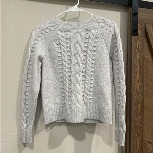 LOFT Light Gray Cable Knit Sweater